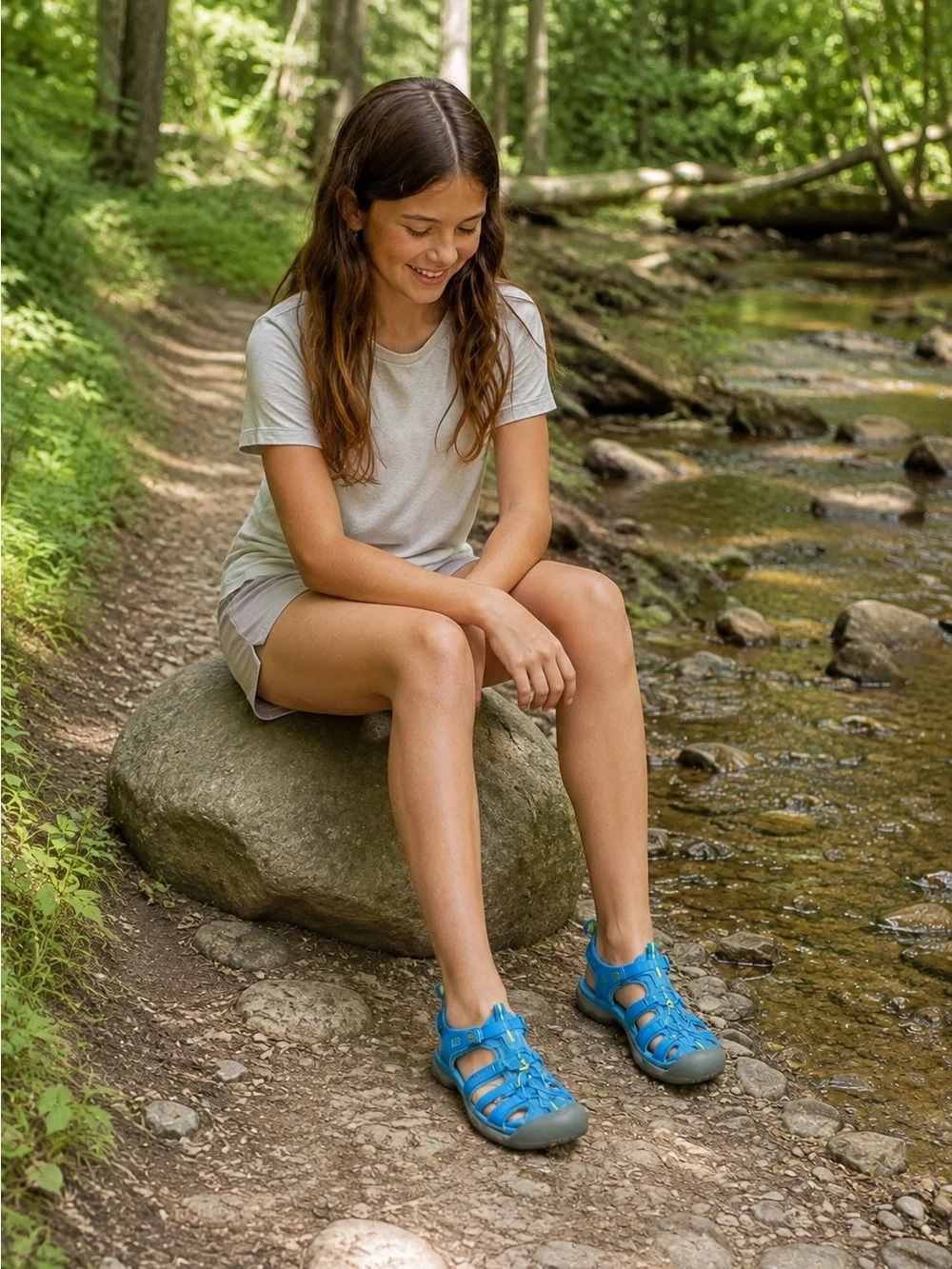 KEEN CNX Youth 5 Blue Water Hiking Sport Sandals Closed Toe EU 38